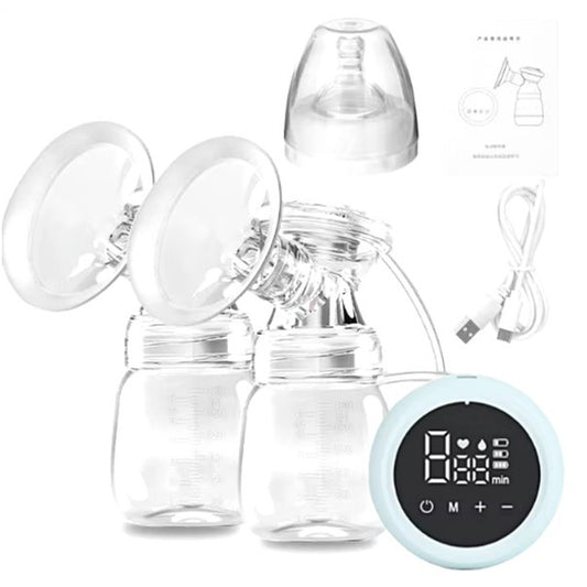 Pompa de San Electrica 2 in 1, cu 2 Biberoane, Capacitate 180 ml, Incarcare USB Tip C, 1200 mAh, 2 Moduri, 9 Viteze