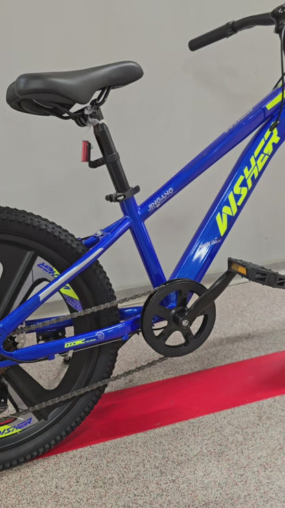 Bicicleta Copii , Cu Schimbator Shimano, Stop si Cric , 20 Inch, Varsta 6-12 Ani, Albastru Inchis