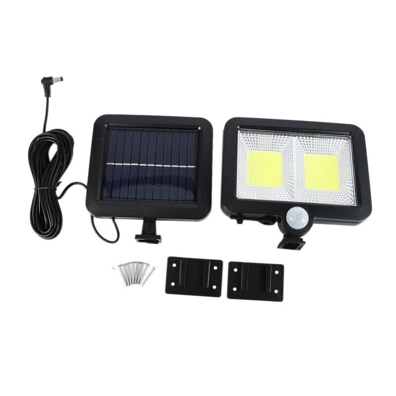 Lampa solara cu senzor de miscare, 108 COB LED, 2 grile, 2400lm, ip65, negru