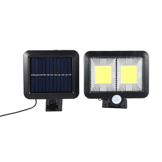 Lampa solara cu senzor de miscare, 108 COB LED, 2 grile, 2400lm, ip65, negru