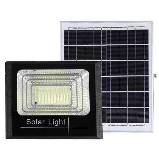 Proiector LED SMD 45W cu incarcare solara, panou solar, cu telecomanda, suport prindere, material ABS, 1.5AH, 170 LED-uri, 133Lm, 13.1x14.5 cm, negru