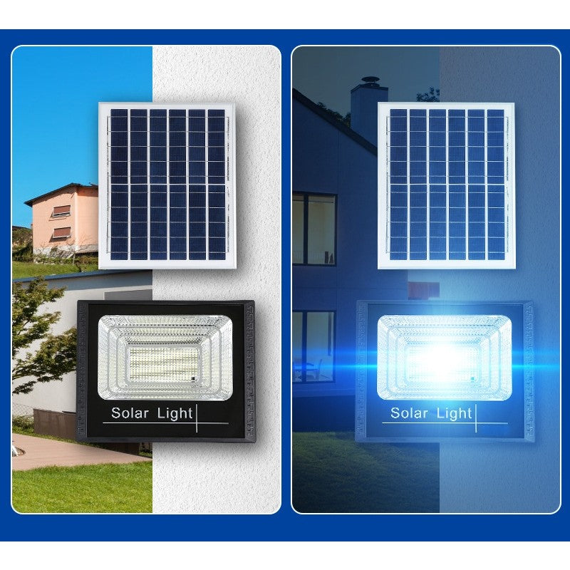 Proiector LED SMD 45W cu incarcare solara, panou solar, cu telecomanda, suport prindere, material ABS, 1.5AH, 170 LED-uri, 133Lm, 13.1x14.5 cm, negru