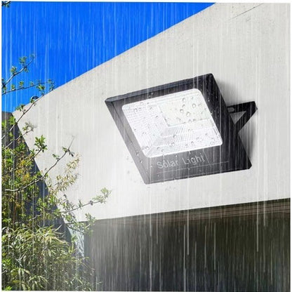 Proiector LED/Lampa solara de exterior, 15 cm x 12 cm, Rezistent la Apa IP67, cu Panou Solar, 100 LED SMD, 30W, Senzor de lumina, Timer, cu Telecomanda, 2 moduri de iluminat, kit montaj inclus, Lumina Rece