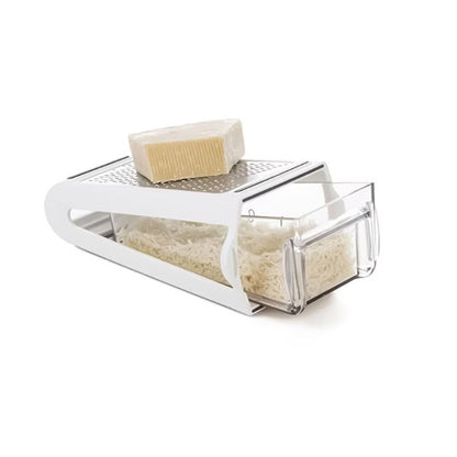Razatoare de bucatarie cu cutie colectoare, doua tipuri de lame, carcasa inox si ABS, design practic, alb