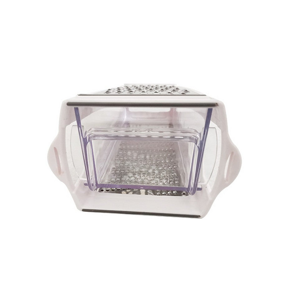 Razatoare de bucatarie cu cutie colectoare, doua tipuri de lame, carcasa inox si ABS, design practic, alb