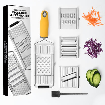 Razatoare multifunctionala, Inox, 4 tipuri de lame, usor de manevrat, maner din ABS ergonomic,33 x 8.6 cm, periuta curatare inclusa, Lame interschimbabile, Argintiu