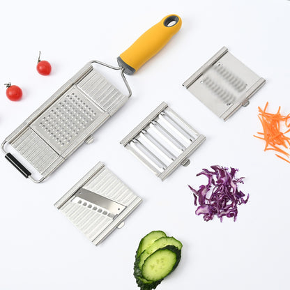 Razatoare multifunctionala, Inox, 4 tipuri de lame, usor de manevrat, maner din ABS ergonomic,33 x 8.6 cm, periuta curatare inclusa, Lame interschimbabile, Argintiu