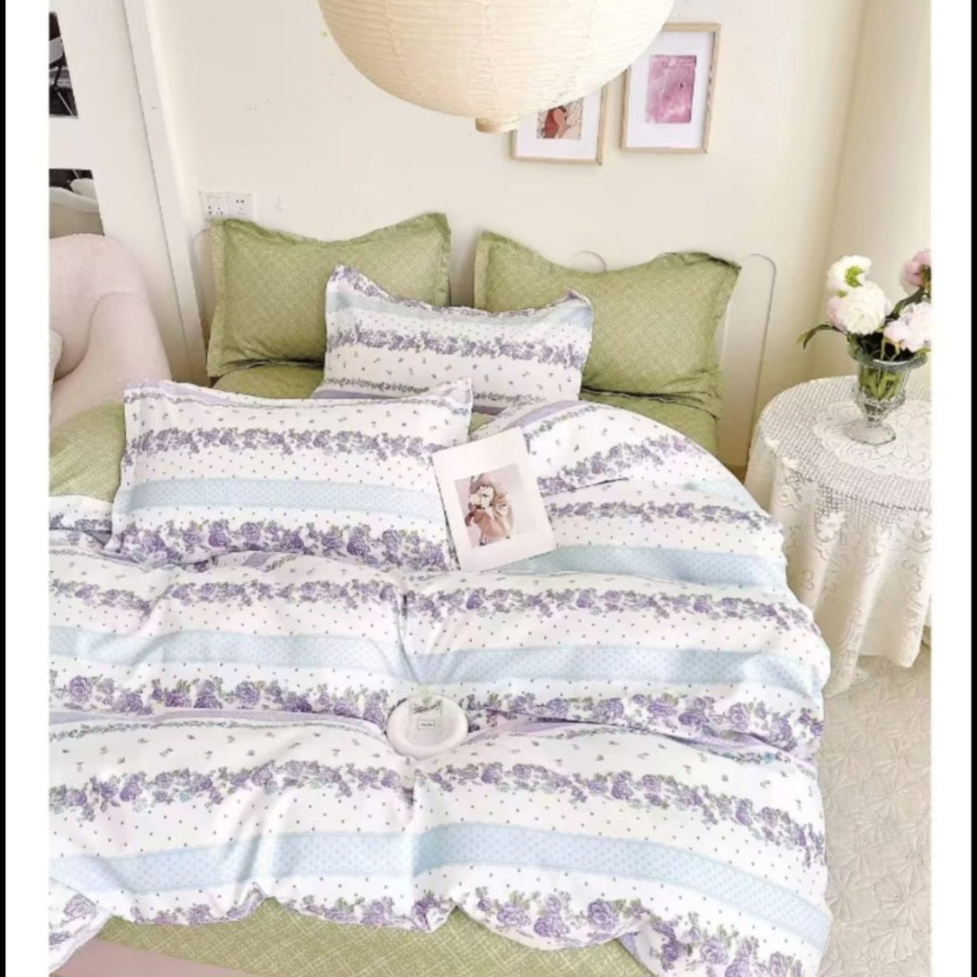 Lenjerie de pat dublu bumbac finet HIPOALERGENIC  – 6 piese-230 x 250cm