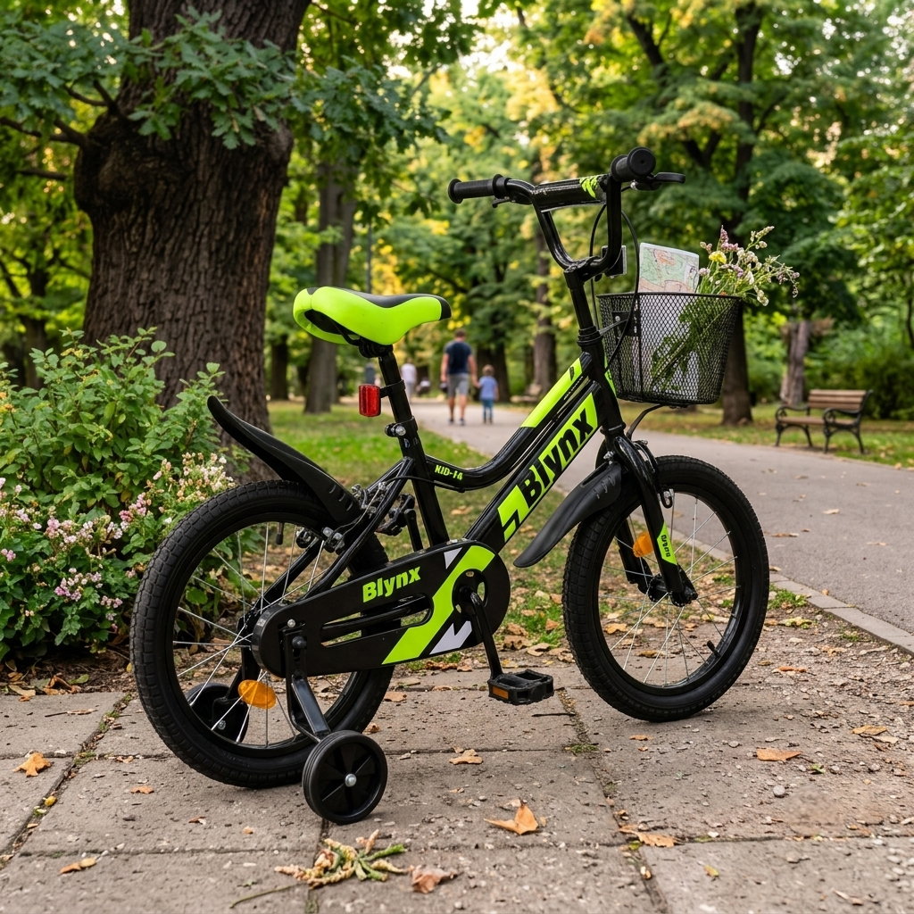 Bicicleta Cu Pedale , Roti Ajutatoare Ajustabile,Cric, Stop si Cosulet , 16 Inch, Varsta 5-8 Ani