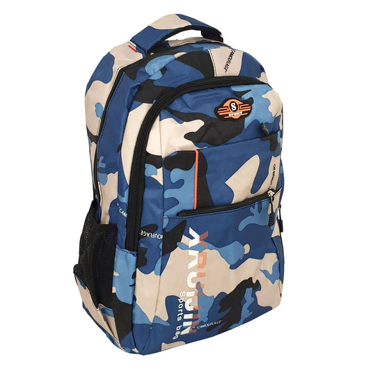 Rucsac camuflaj albastru,3 compartimente, 47 x 35 x 20 cm