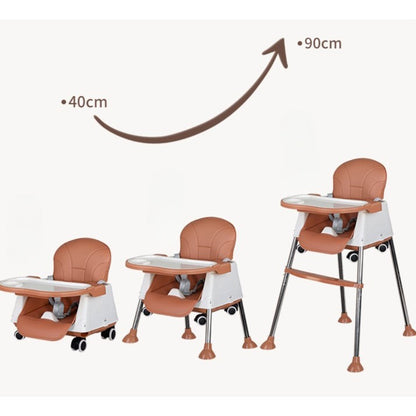 Scaun de Masa Pliabil 3in1, Reglabil, Multifunctional, 3 Pozitii, Masuta si Husa Detasabile, Roti, Centura de Siguranta, Ajustare Inaltime