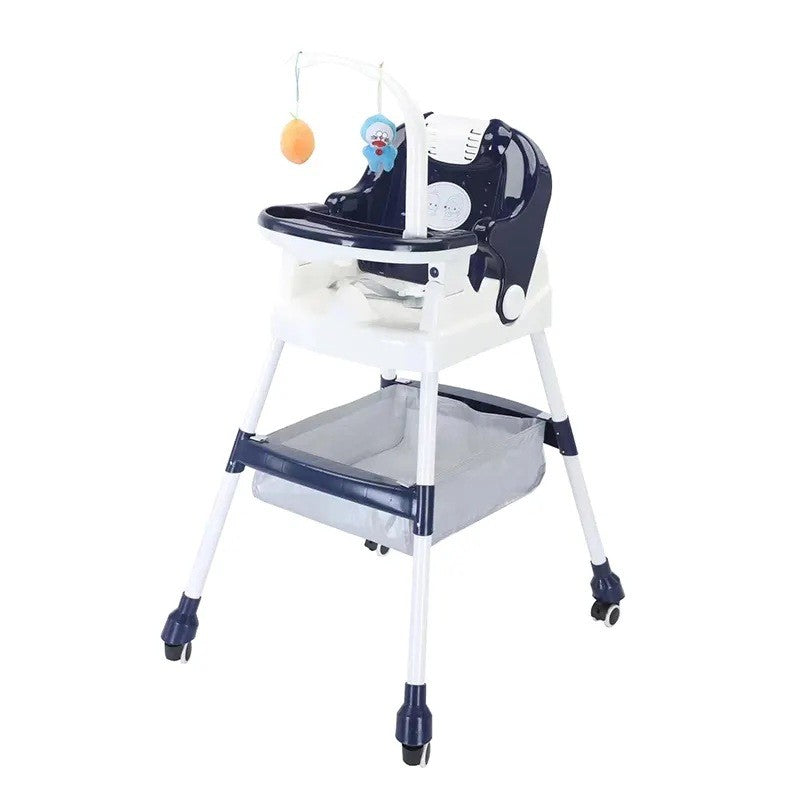 Scaun de Masa pentru Copii ERGONOMIC, Multifunctional, Pliabil, cu Roti, Cos de Depozitare, din Plastic, Centura de Siguranta, Suport de Agatat Jucarii, 110 x 60 x 70 cm