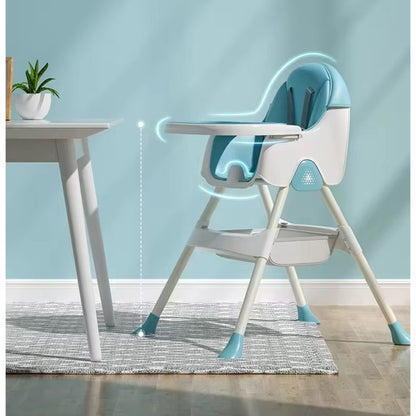 Scaun de Masa Pliabil 3in1, ERGONOMIC,  Reglabil, Multifunctional, 3 Pozitii, Masuta si Husa Detasabile, Centura de Siguranta, Albastru