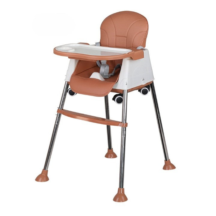 Scaun de Masa Pliabil 3in1, Reglabil, Multifunctional, 3 Pozitii, Masuta si Husa Detasabile, Roti, Centura de Siguranta, Ajustare Inaltime