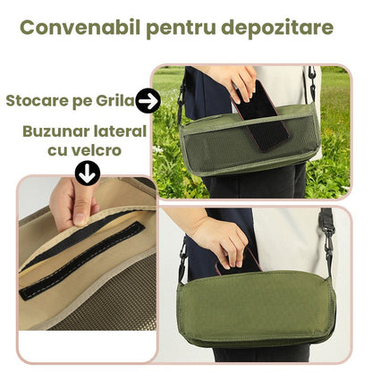 Scaun Taburet Pliabil pentru Camping, Scaun Portabil, Pescuit, din Panza Oxford si Cadru Metalic, Mare 31 x 29 x 25 cm