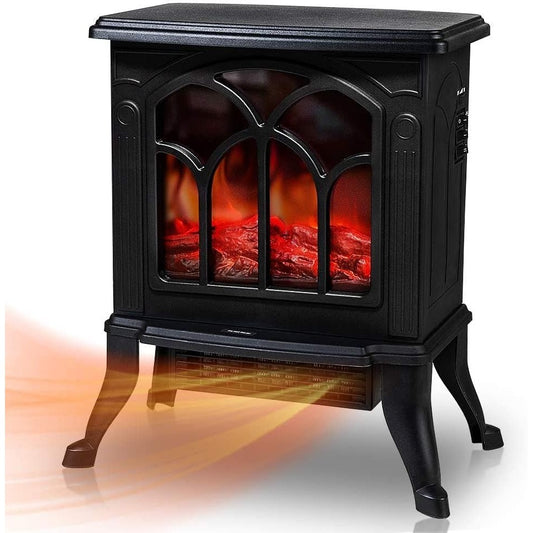 Semineu Electric,  cu Efect Flacara, 1500/1200W, Incalzire PTC, 220 V, din Plastic Ignifug, 38 x 23 x 45 cm, Negru