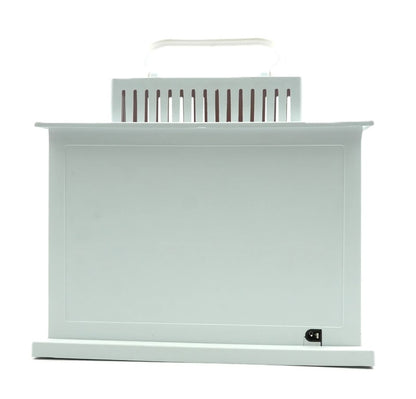 Semineu Decorativ Luminat, Efect Flacara Reala, Functioneaza pe USB si baterii, 33x21x11 cm, Alb