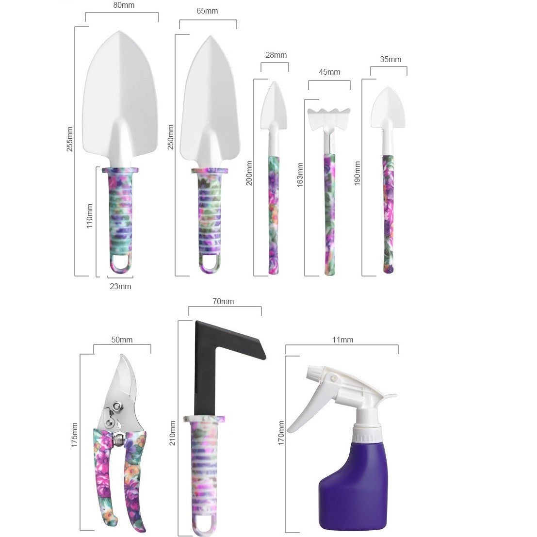 Set 10 Accesorii Pentru Gradinarit , Geanta Depozitare Inclusa, Otel Inoxidabil, 37 x 28 Cm, Mov