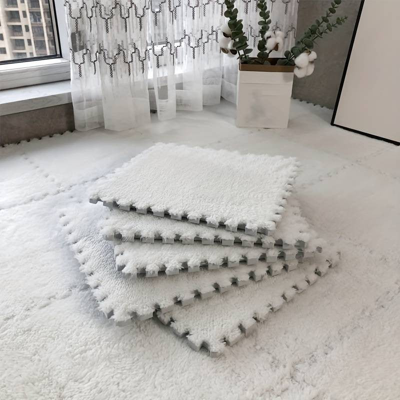 Set 10 Piese Covor tip Puzzle,  Spuma EVA, Pufos, 30 x 30 x 1 cm, Mov