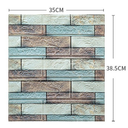 Set 10 x Placi Tapet Autocolant 3D cu Imitatie de Caramida de Exterior, pentru Perete Bucatarie Sufragerie, Usor de Curatat, Rezistent la Apa, Autoadeziv, 30x30 cm, Multicolor