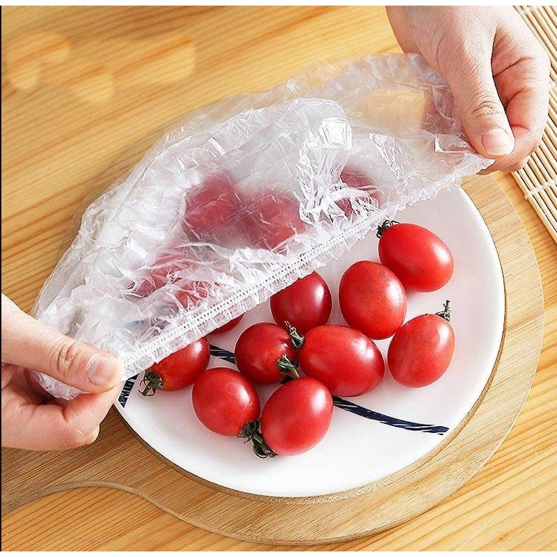 Set 100 Folie de Protectie Elastica pentru Alimente si Boluri, material plastic, prospetime, diametrul 12 - 40 cm