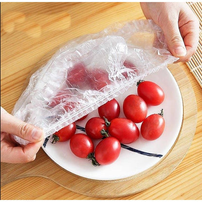 Set 100 Folie de Protectie Elastica pentru Alimente si Boluri, material plastic, prospetime, diametrul 12 - 40 cm