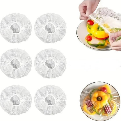 Set 100 Folie de Protectie Elastica pentru Alimente si Boluri, material plastic, prospetime, diametrul 12 - 40 cm
