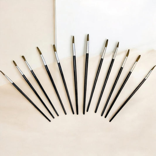Set Pensule Subtiri pentru Pictura 12 bucati/set cu Maner din Lemn, cu Diferite Dimensiuni