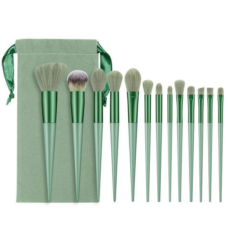 Set 13 pensule pentru machiaj,  super soft, makeup profesional/incepatori, verde