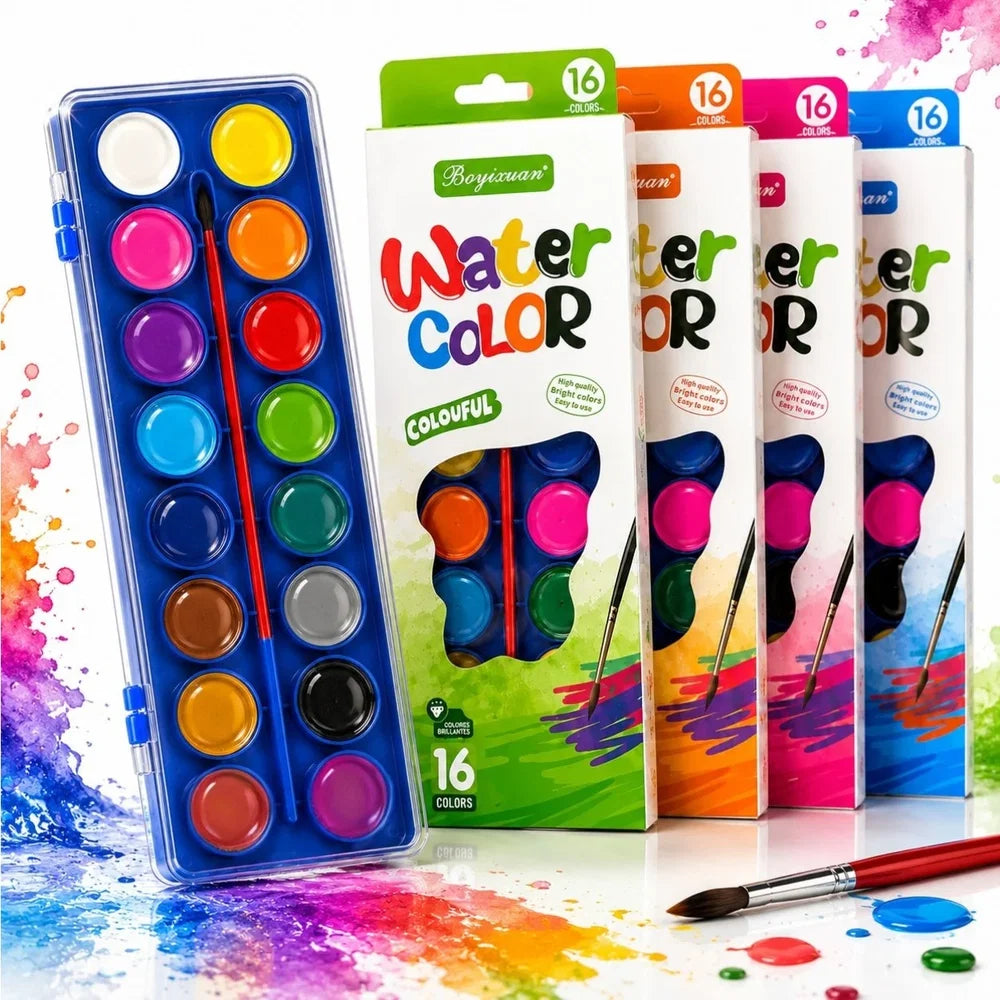 Acuarele cu Pensula 16 Culori