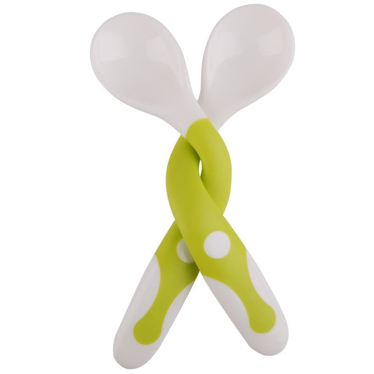 Set 2 Tacamuri pentru Bebelusi,  fara BPA, Maner din silicon,14.5 x 3.3 cm, Flexibile, +6 luni, Alb/Verde
