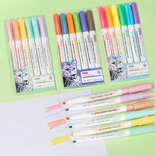 Set Markere Evidentiatoare 5 bucati , cu Doua Capete, Culori Neon, 14 cm