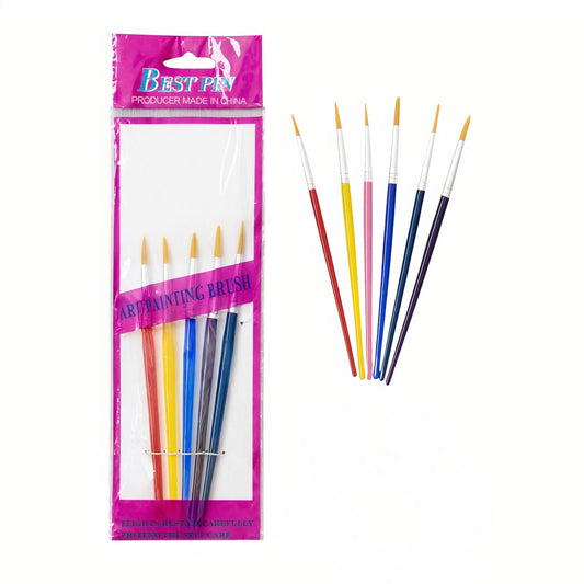 Set Pensule pentru Pictura 6 bucati/set Diferite Modele,  cu Maner din Plastic Colorate 14cm