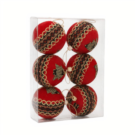 Globuri Decorative Crăciun 6 in Set, Model Tricotat, 8 cm