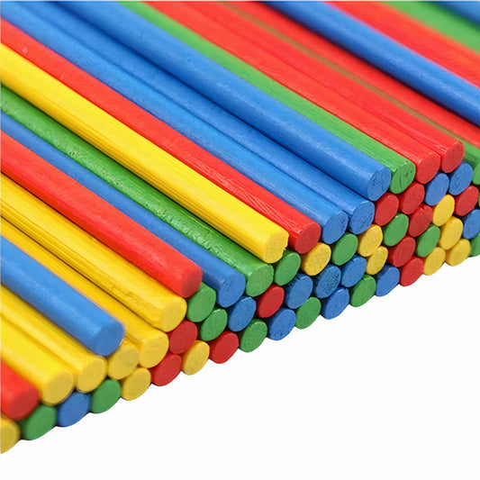 Betisoare din Lemn de Numarat, 100 buc, Multicolor, 7cm