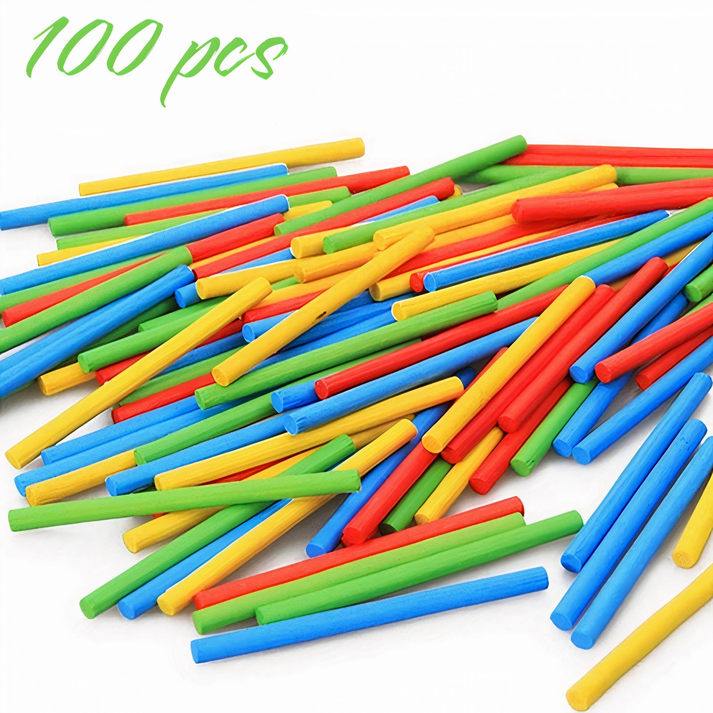 Betisoare din Lemn de Numarat, 100 buc, Multicolor, 7cm