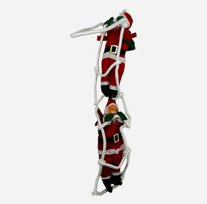 Decoratiune pentru Craciun, 2 Mos Craciun pe scara, 66CM