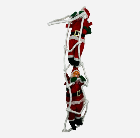 Decoratiune pentru Craciun, 2 Mos Craciun pe scara, 66CM
