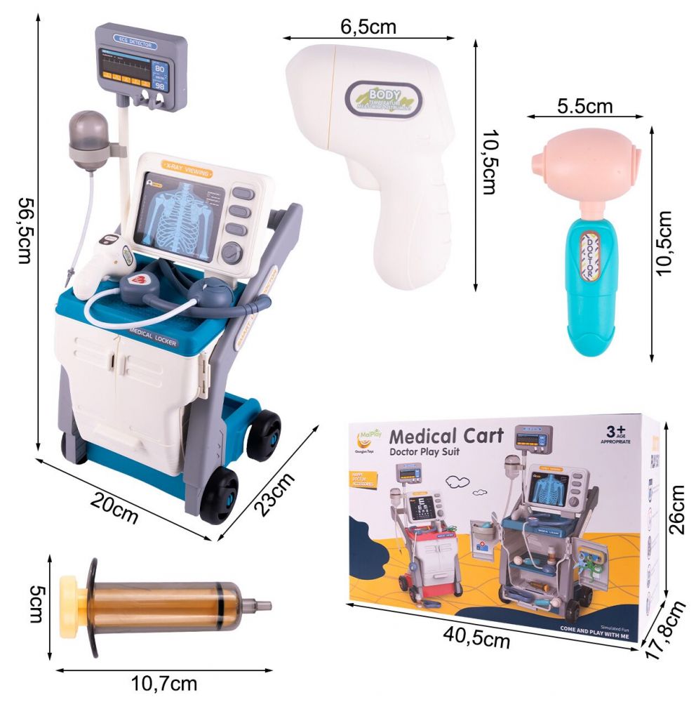 Set Joacă Doctor, 50x25x25 cm, Albastru, Pentru Copii 3+, Produs certificat CE și conform standardului EN71