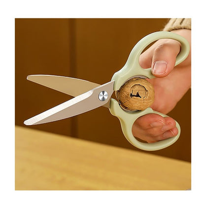 Set foarfeca pentru bucatarie, curatator legume tip suport, multifunctional, spargator nuci, material ABS si otel inoxidabil, maner ergonomic, 16.8 x 7.8 x 1 cm, verde