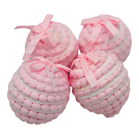 Set 4 globuri de Craciun material tricotat, 9×9cm