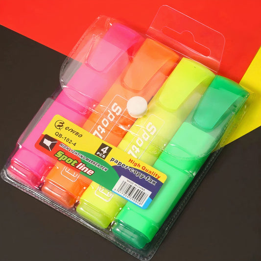 Set Markere Evidentiatoare 4 bucati , Diferite Culori, Neon
