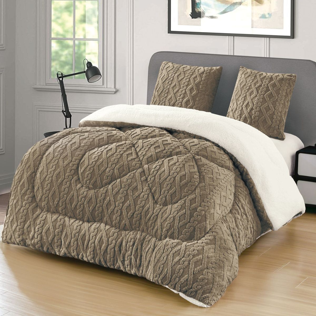 Set Pilota, 200x230cm, pentru Pat Dublu, Material Premium Cocolino Tricotat, cu 2 Fete de Perna Incluse