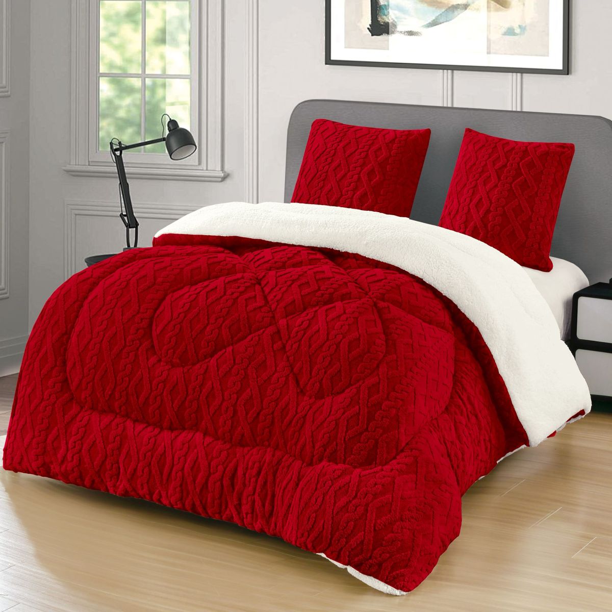 Set Pilota, 200x230cm, pentru Pat Dublu, Material Premium Cocolino Tricotat, cu 2 Fete de Perna Incluse