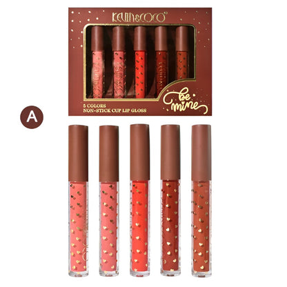 Set Rujuri de Buze, KEVIN & COCO, Be Mine 5 Culori, 14.4 x 10.9 x 2.5 cm, Roz/Rosu