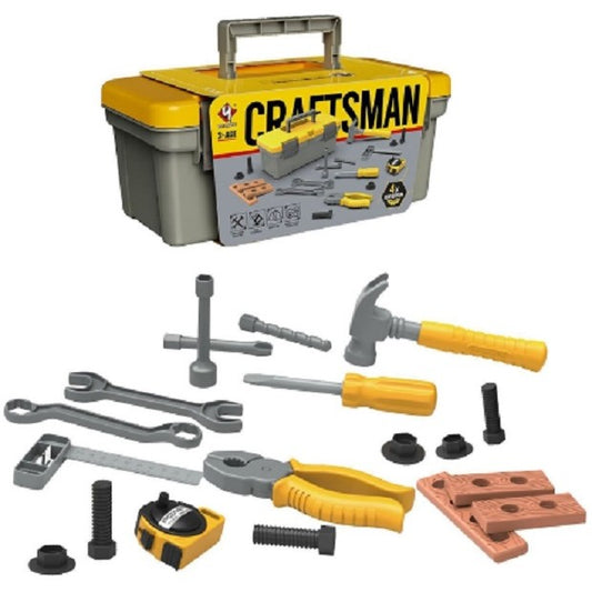 Trusa Scule si Unelte de Jucarie pentru Copii, 19 Piese Material Plastic, Interactiv, +3 Ani, 27.5x15.5x13 cm, Gri/Portocaliu