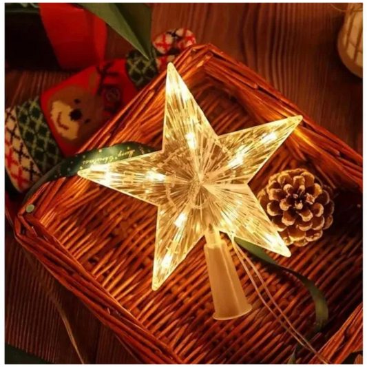 Stea LED multicoloră pentru vârful bradului, 18 cm, conectabilă la rețea