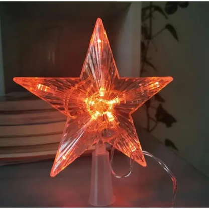 Stea LED multicoloră pentru vârful bradului, 18 cm, conectabilă la rețea
