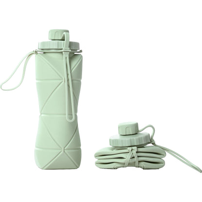 Sticla de apa pliabila, din silicon,reutilizabila, rezistenta la temepreturi ridiate, usor de depozitat si carat, 22 x 7.8 cm, 600 ml, verde