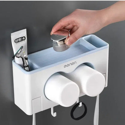 Suport pentru Baie 24x12cm Multifunctional, cu Doua Pahare, din Plastic